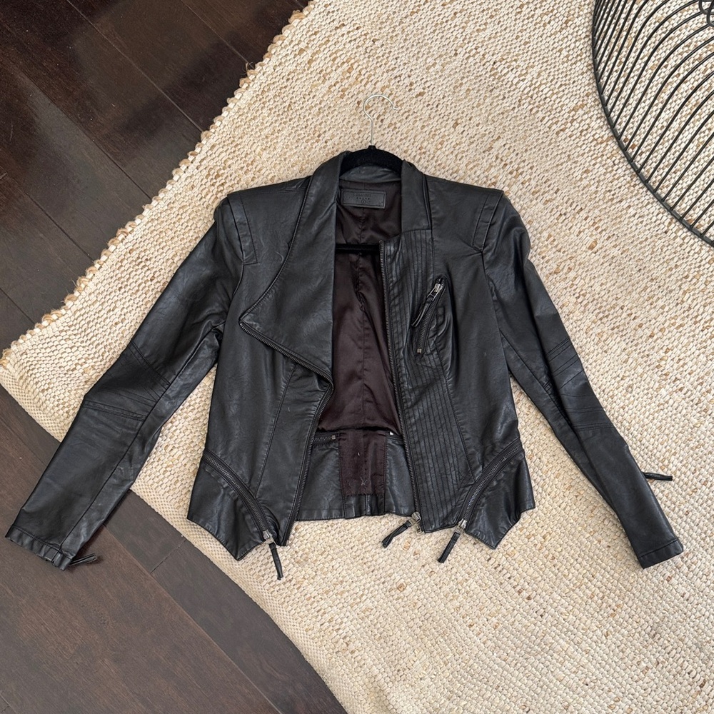 Blank NYC Black Faux Leather Asymmetrical Moto Jacket